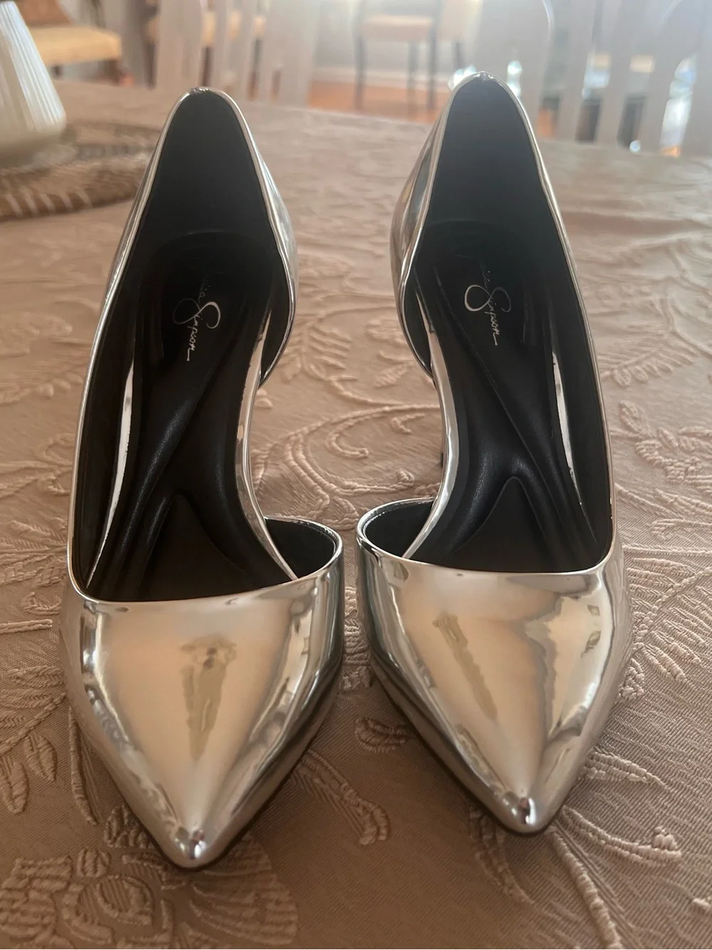 Jessica Simpson Metallic Silver Pointed-Toe Stiletto Pumps